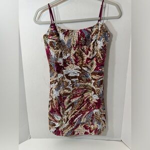Peppermayo Sequined Mini Dress in Fuchsia, Gold, Silver